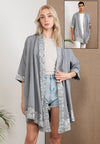 Embroidered Linen Kimono Grey