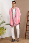 Embroidered Linen Kimono Pink