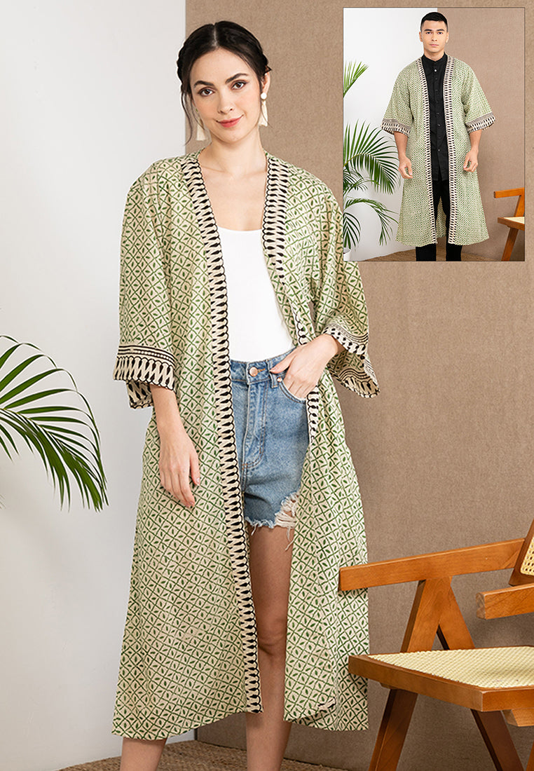Long Woodblock Kimono