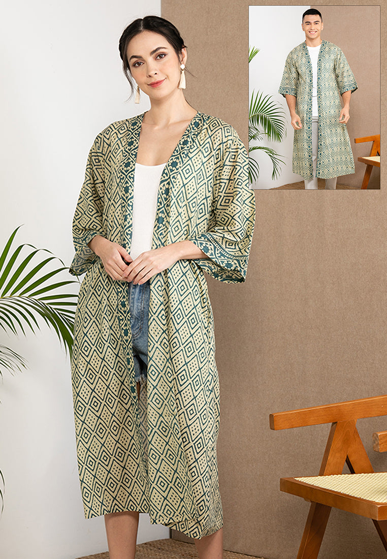 Long Woodblock Kimono