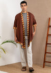 Embroidered Linen Kimono Brown